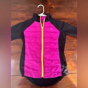Pink and black athletic zip up jacket.